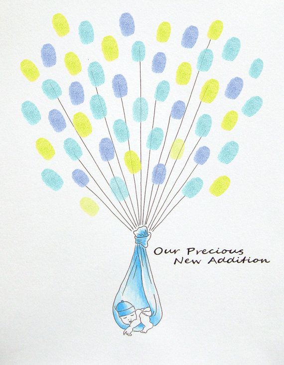 570x732 Baby Shower Guest Book Fingerprint Baloons 11 X 14 Customizable