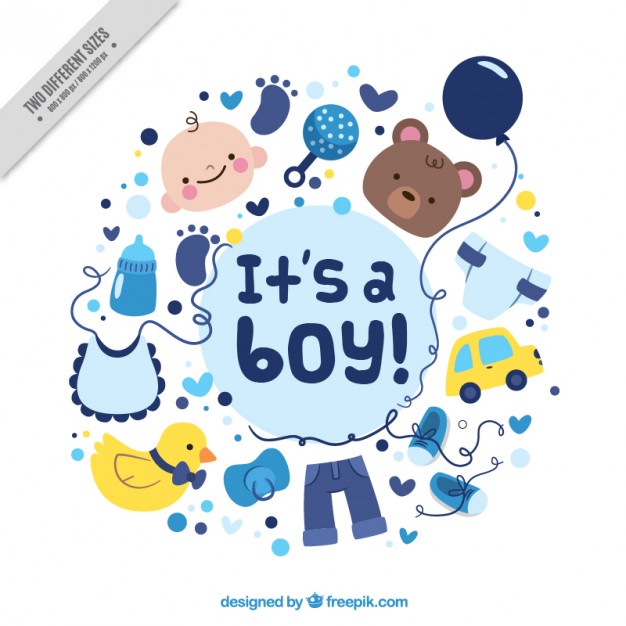 626x626 Cute Baby Shower Card With Nice Drawings Vector Free Download