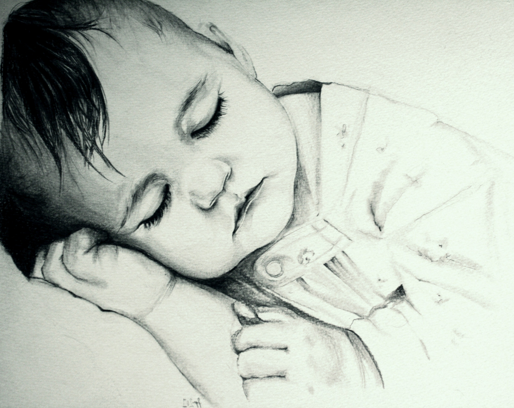 1024x812 Sleeping Baby Sketches Baby Sleeping Pencil Drawing Pencil