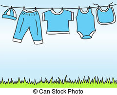 240x195 Vector Baby Clothes On Clothesline. Baby Bodysuits, Rompers