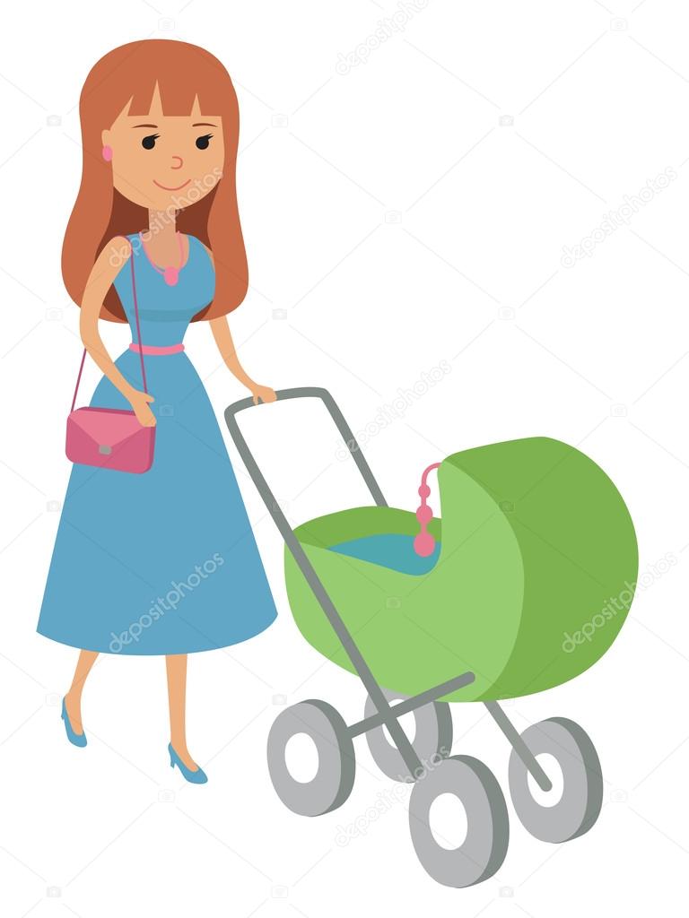 768x1024 Vector Illustration Of Mother Walking With Newborn On Baby