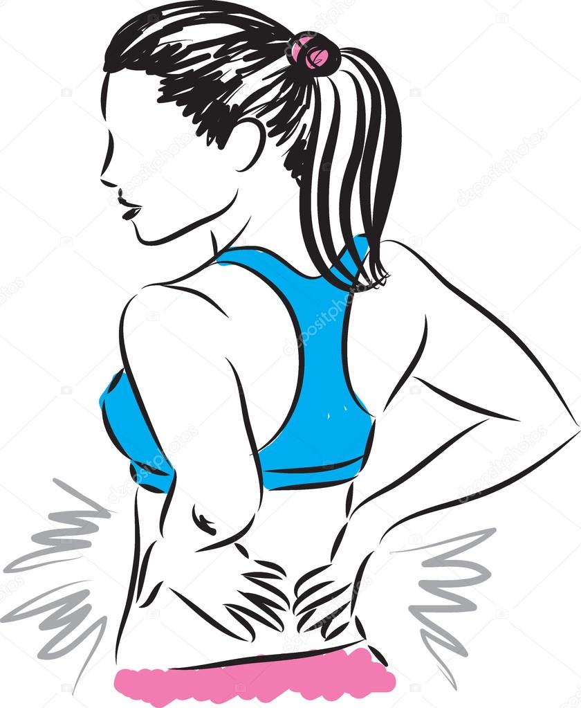 840x1023 Woman Back Pain Illustration Stock Vector Moniqcca