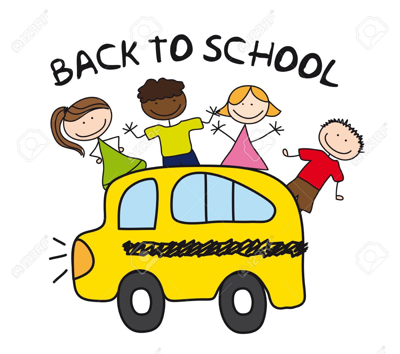 1300x1153 Children And Bus Drawing, Back To School. Royalty Free Cliparts