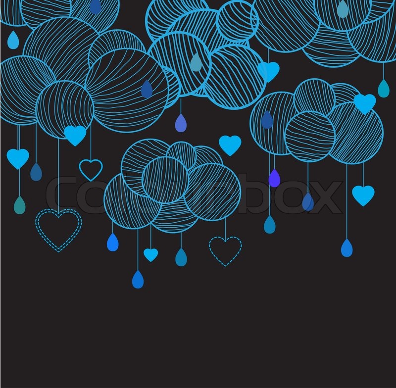 800x784 Cute Background With Hand Drawing Blue Clouds Stock Photo