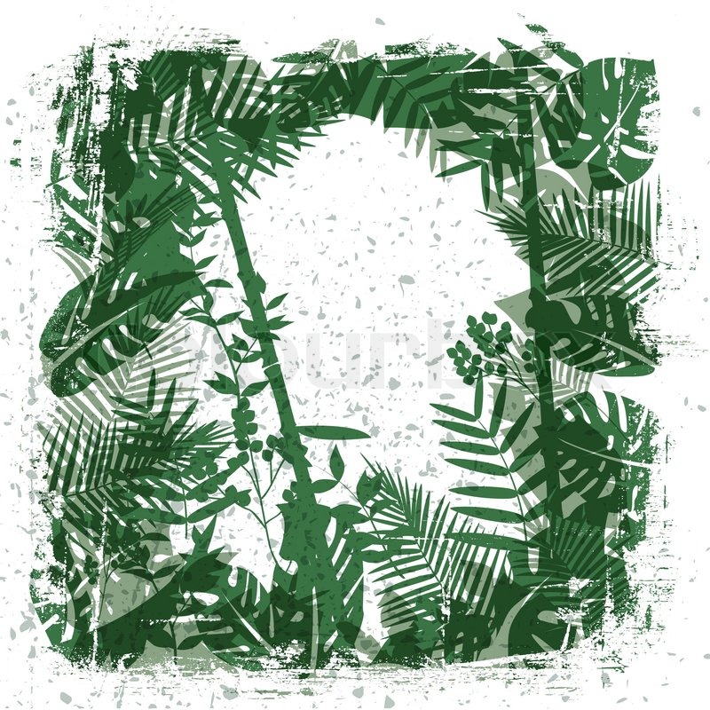 800x800 Leaves And Jungle Background With Grunge Effect Stock Vector