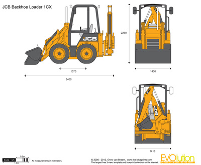 400x328 Jcb 1cx Backhoe Loader Vector Drawing