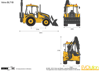 400x283 Volvo Bl71b Backhoe Loader Vector Drawing