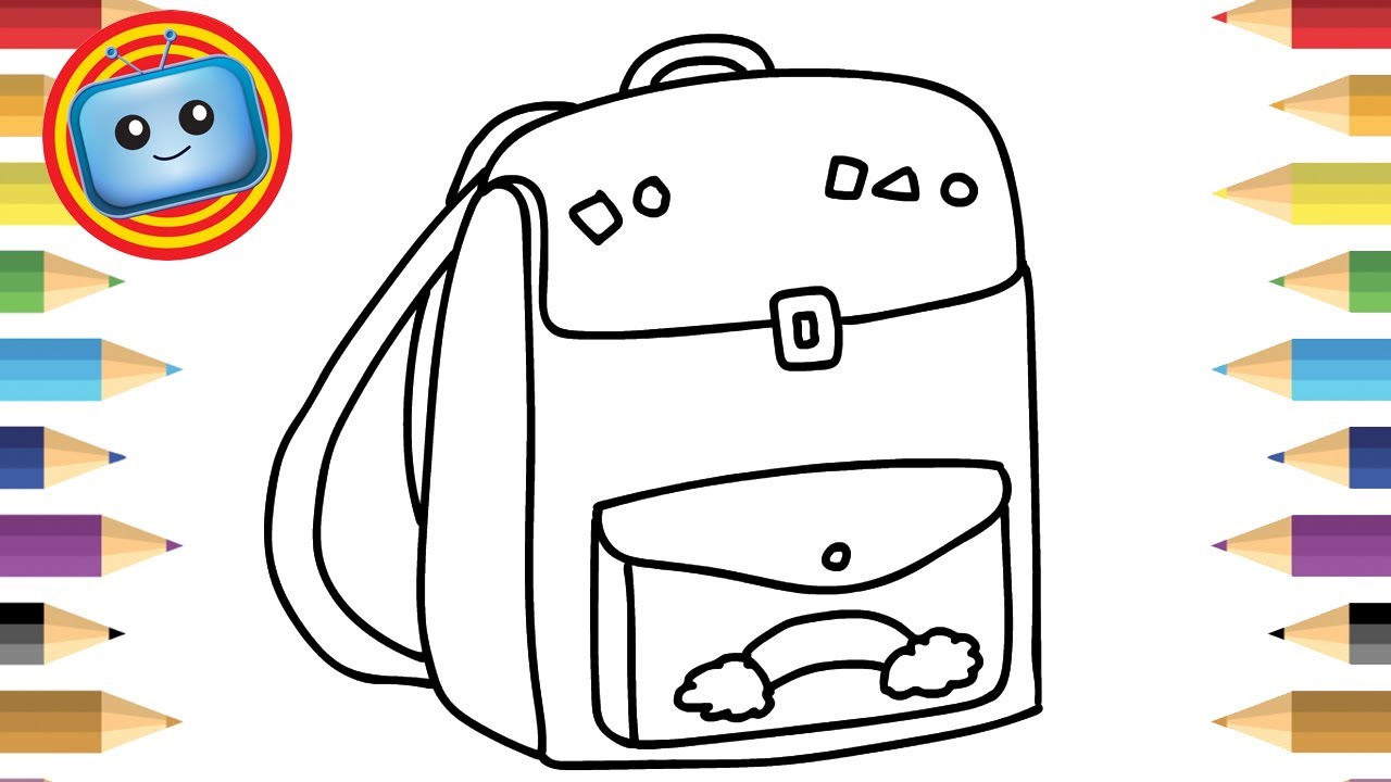 1280x720 How To Draw A School Bag Colouring Book Simple Drawing Game