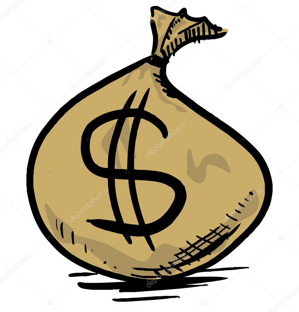 980x1024 Money Bag With Dollar Sign. Hand Drawing Sketch Vector