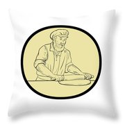 180x180 Medieval Baker Rolling Pin Oval Drawing Digital Art By Aloysius