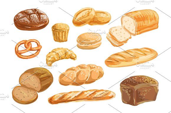 580x386 Bread And Bakery Product Watercolor Drawing Set Watercolor