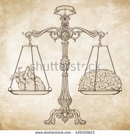 450x470 Vector Illustration Antique Ornate Balance Scales With A Heart