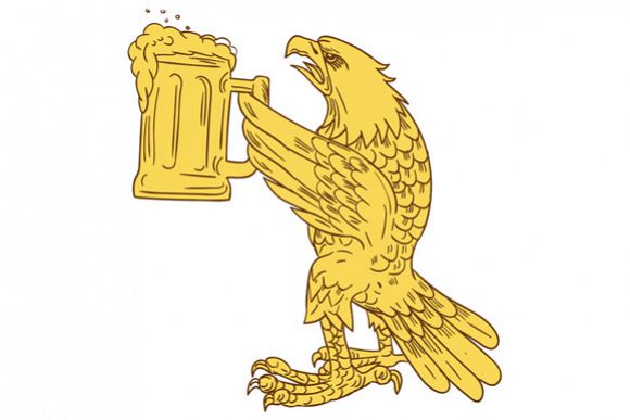 580x387 American Bald Eagle Beer Stein Drawing Design Bundles