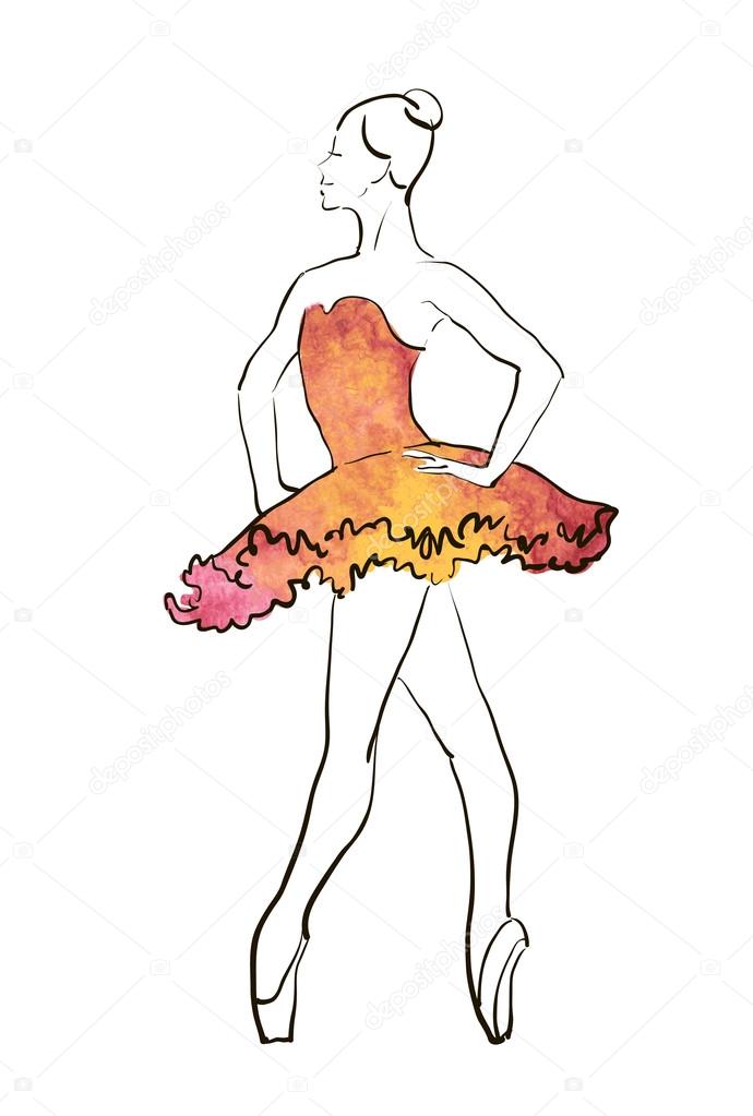 690x1023 Hand Drawing Ballerina Figure Stock Vector Mamziolzi