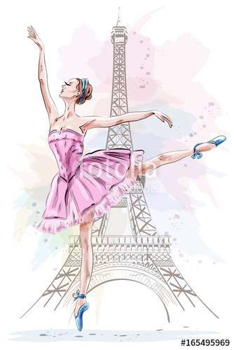334x500 Beautiful Ballerina Posing And Dancing On Eiffel Tower Background