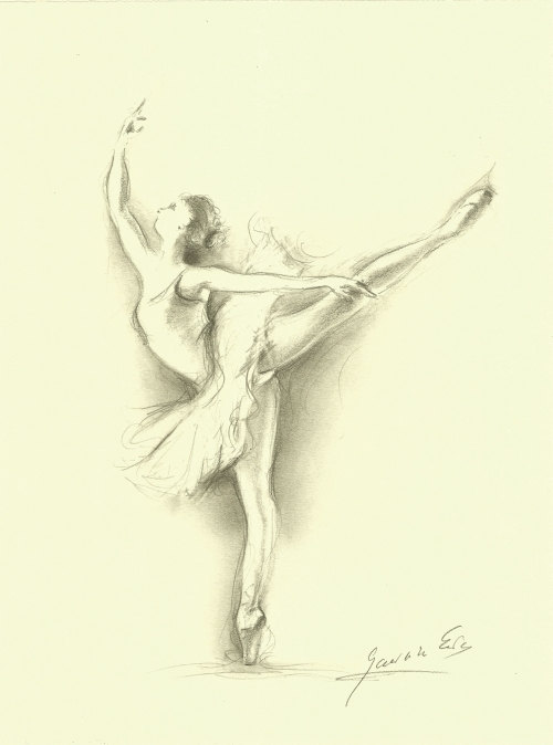 500x674 Original Pencil Drawing 11 X 8 14 Of Ballerina By Ewa Gawlik