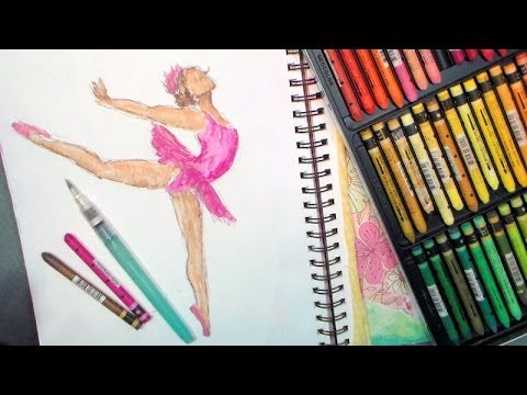 480x360 How To Draw A Ballet Dancer With Watercolor Crayons Or Pastels