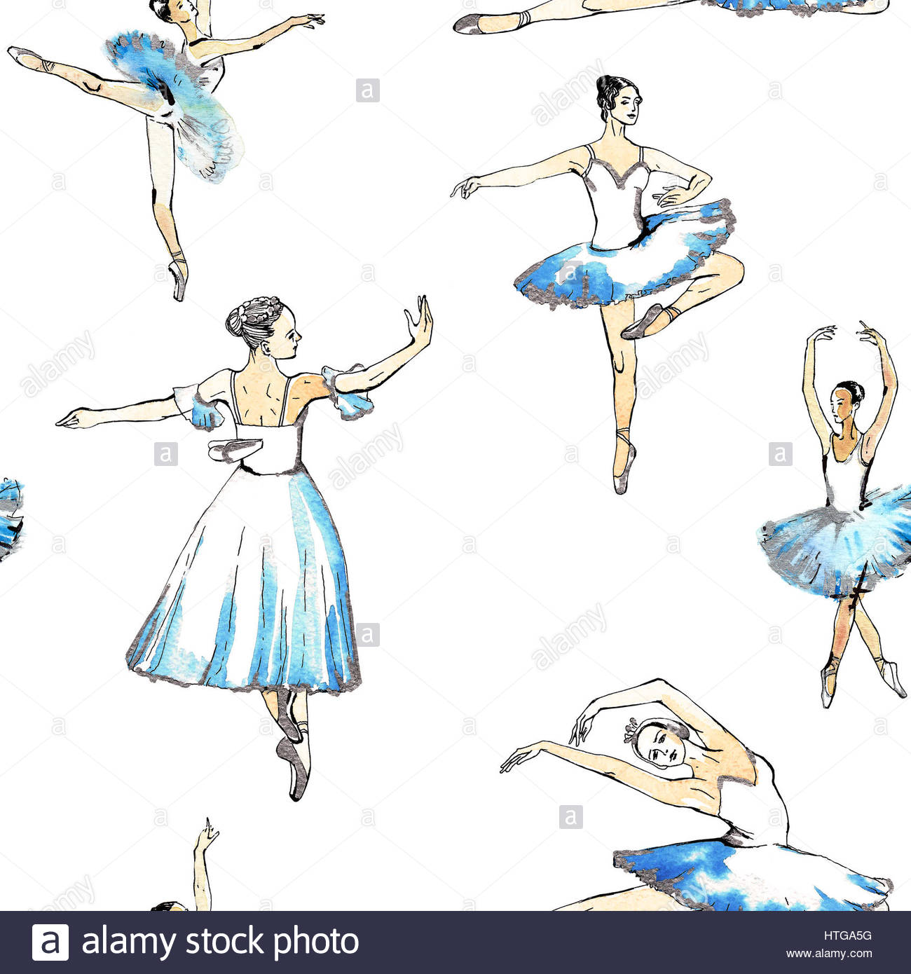 1300x1390 Seamless Pattern Of Ballet Dancers, Black And Silver Drawing Stock