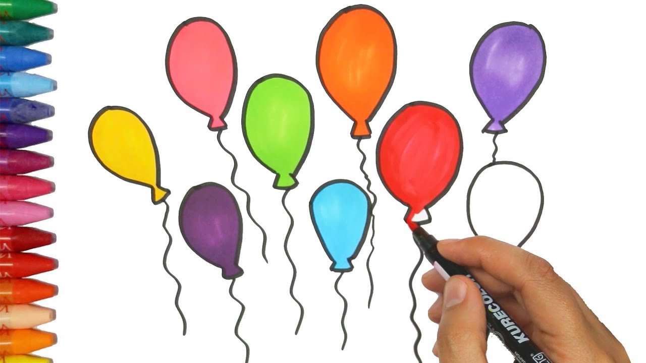 1280x720 Balloons Drawing And Coloring For Children