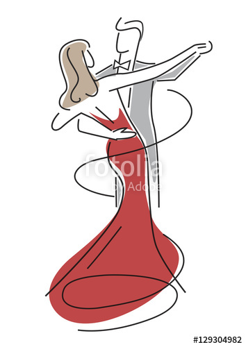 354x500 Dancing Young Couple. Colorful Stylized Illustration Of Young