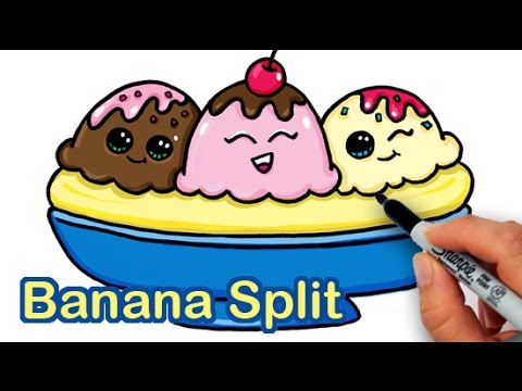 480x360 How To Draw A Yummy, Cute Banana Split Ice Cream Sundae