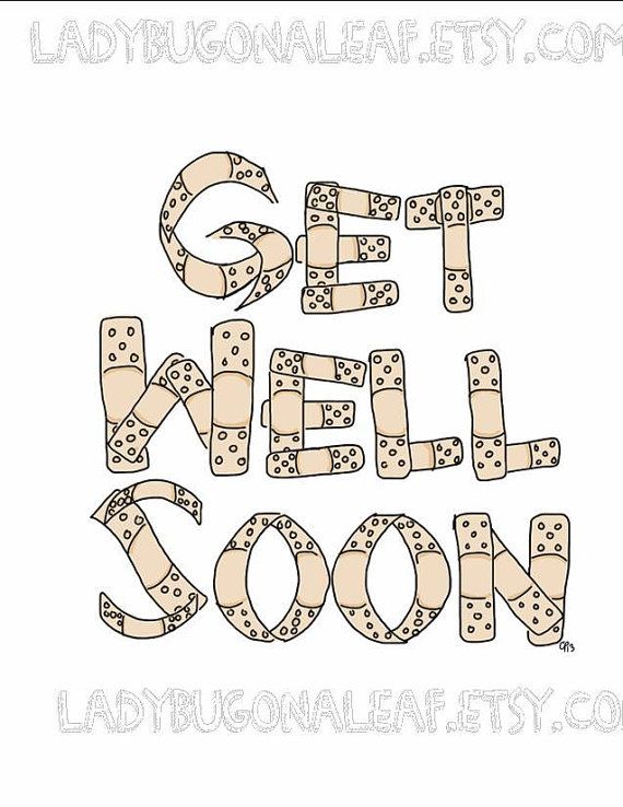 570x738 Get Well Soon Bandaid Drawing Illustration Card, By Ladybugonaleaf