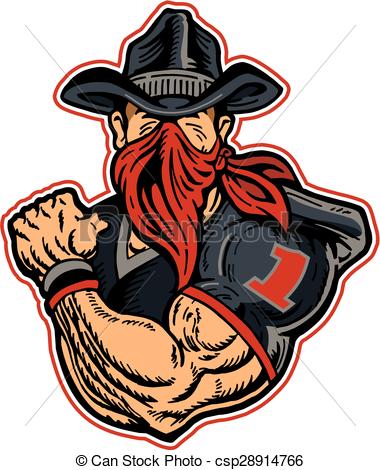 380x470 Muscular Cowboy Bandit Football Player Clip Art Vector