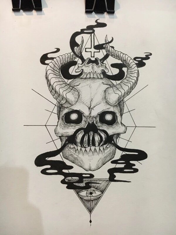 600x800 Satan Tattoo Skull Smoke Vape Bane Drawing Illuminati Satanic