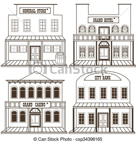 450x470 Old West Buildings Outlined 2. Collection Of An Old West Clip