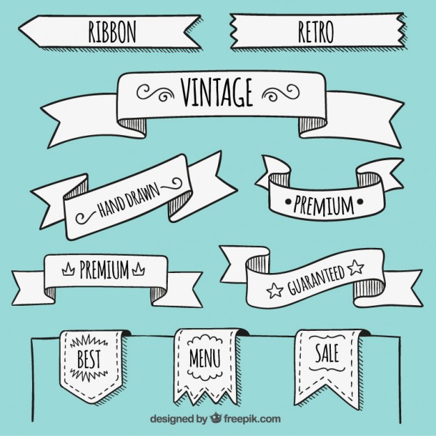 626x626 Hand Drawn Banners In Retro Style Vector Free Download