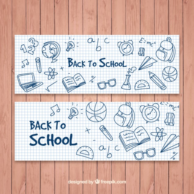 626x626 Back To School Banners With Drawings Vector Free Download
