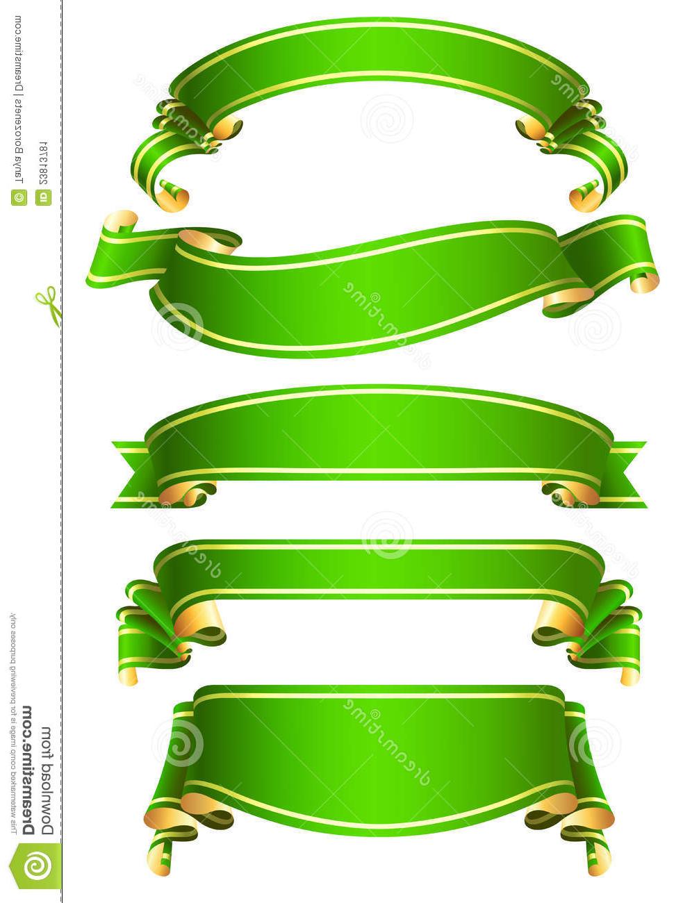 1006x1300 Best Free Set Green Vector Ribbon Banners Drawing
