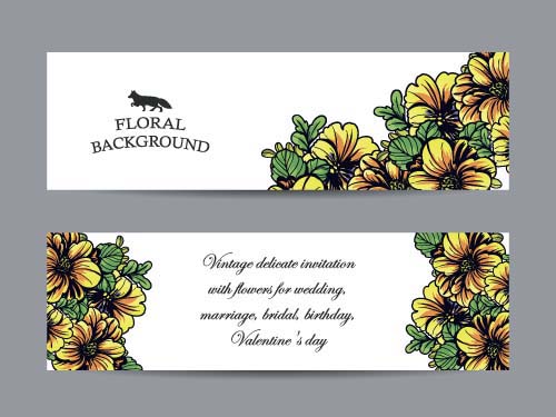 500x375 Flower Banners Hand Drawing Vector Design 05