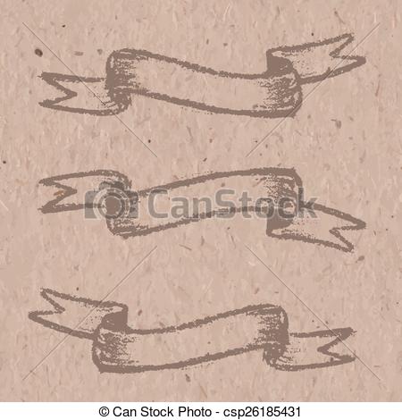 450x470 Set Of Banners. Set Of Brown Banners, Drawing With Chalk