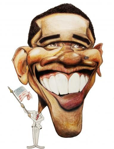 383x500 Character Drawings Of Famous People Cartoon Barack Obama