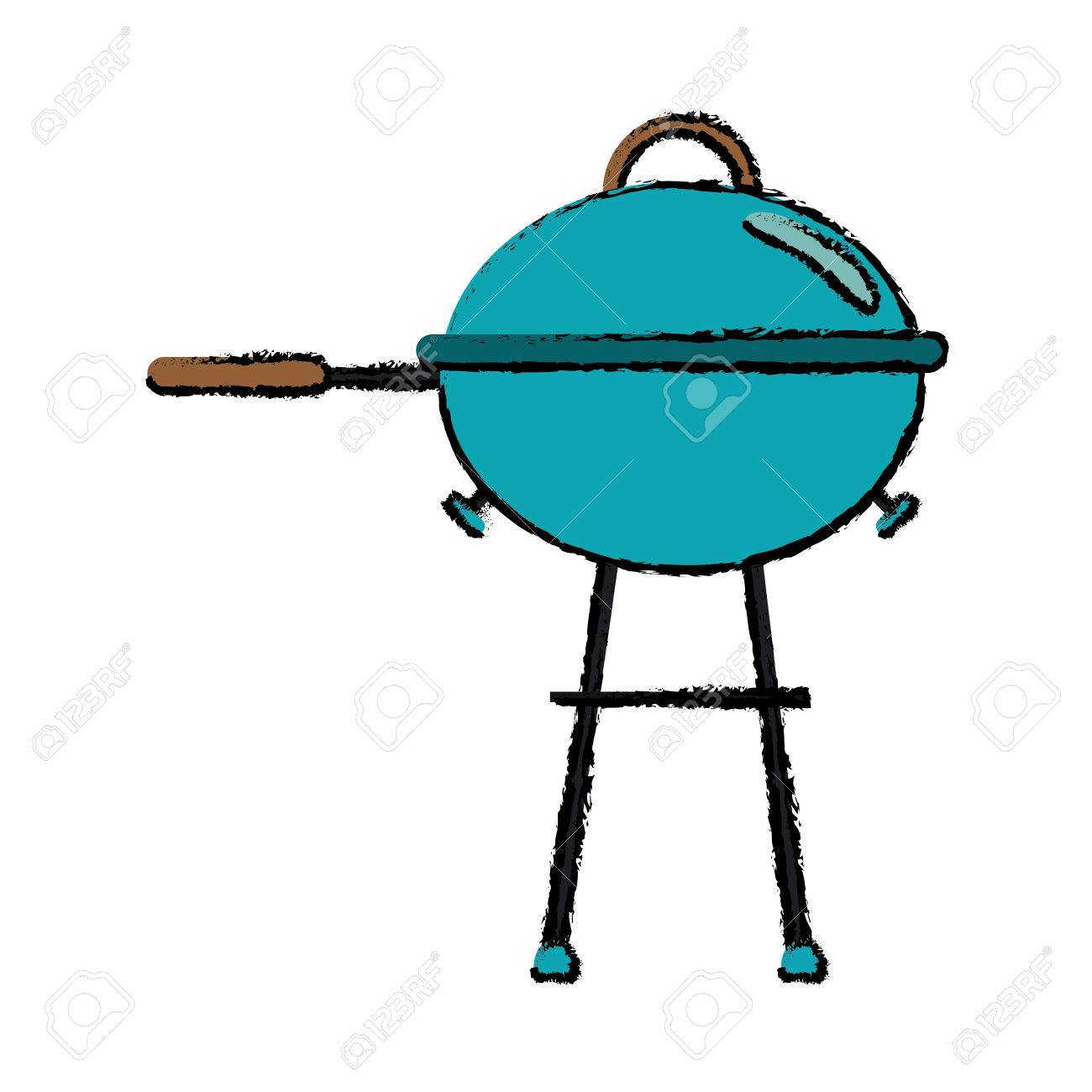 1300x1300 Drawing Grill Barbecue Kettle Food Camping Vector Illustration
