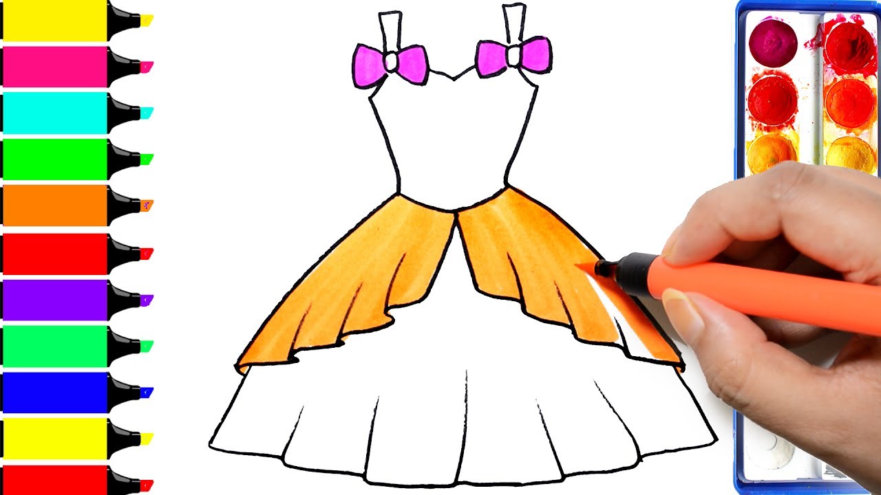 1280x720 How To Draw Barbie Dress Coloring Princess Dress Learning