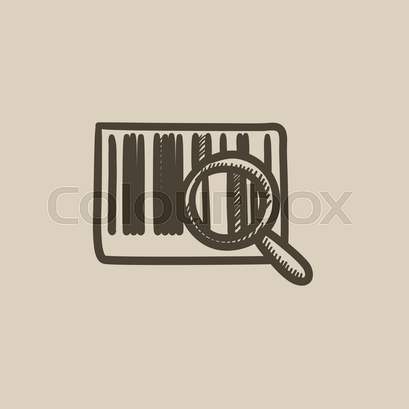 800x800 Magnifying Glass And Barcode Vector Sketch Icon Isolated