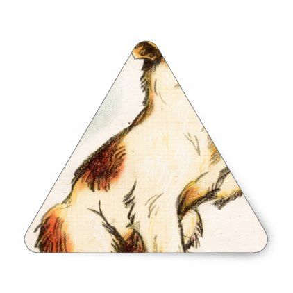 422x422 Vintage Barking Dog Drawing Triangle Sticker