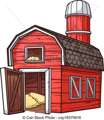 405x470 Red Cartoon Barn. Vector Clip Art Illustration With Simple