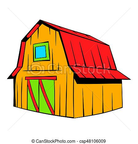 450x470 Wooden Barn Icon Cartoon. Wooden Barn Icon In Cartoon Style