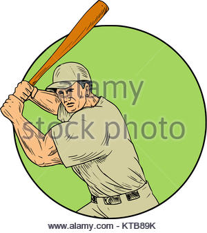 300x337 Baseball Player Batting Stance Circle Cartoon Stock Vector Art