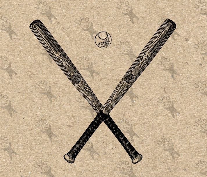 712x610 Vintage Baseball Bats Ball Amp Bat Image Instant Download Printable