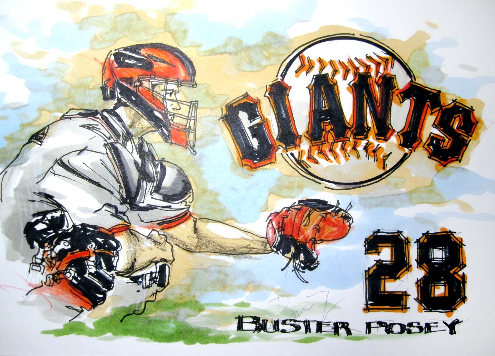 1586x1141 Sports Series Buster Posey Catcher Sf Giants Time Lapse Drawing