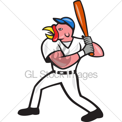 500x500 Turkey Baseball Hitter Batting Isolated Cartoon Gl Stock Images