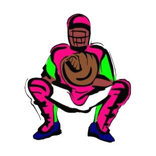 310x310 Pink And Green Catcher Drawing Baseball And Softball Decals, Decal