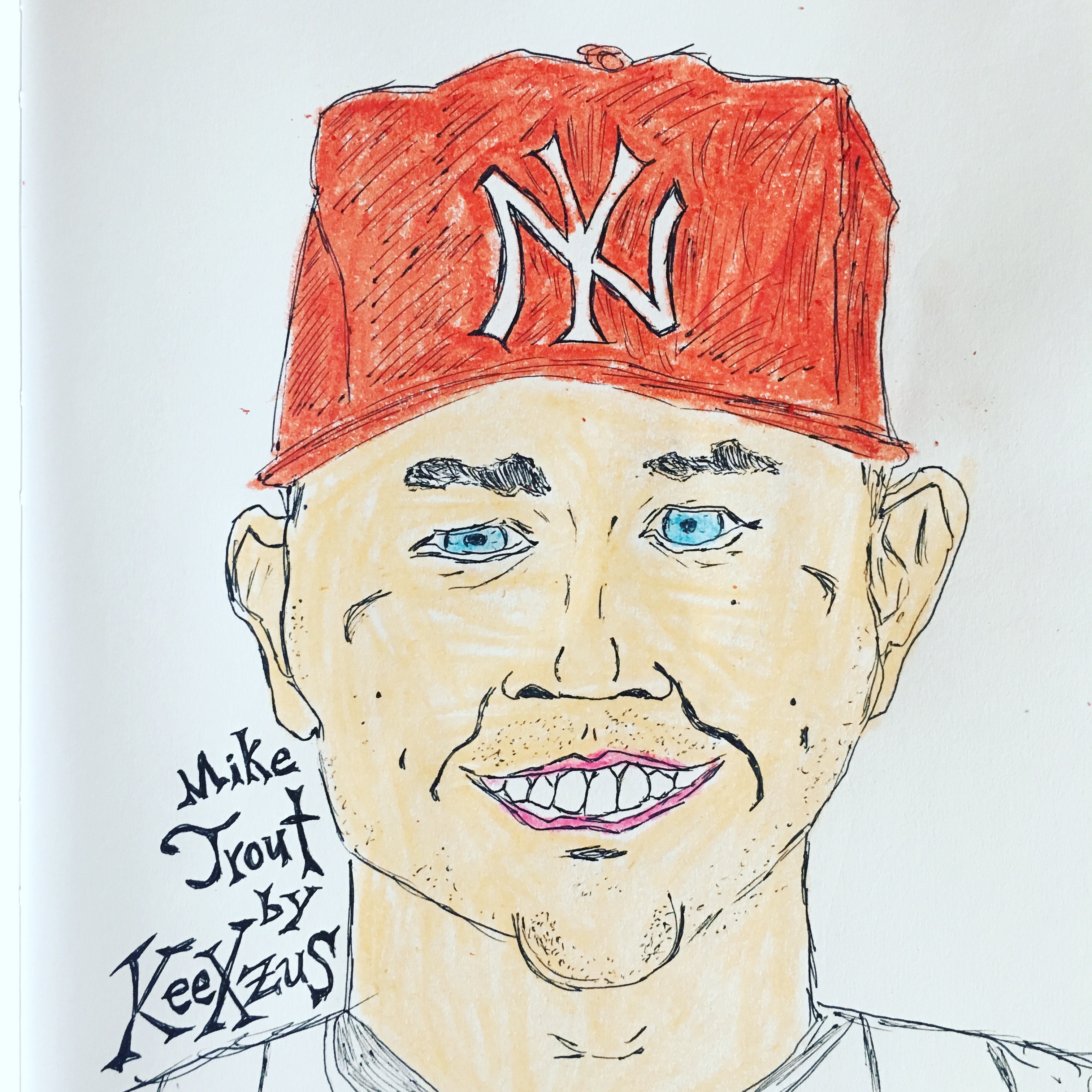3024x3024 227 Baseball Drawing (Mike Trout) Keexzus