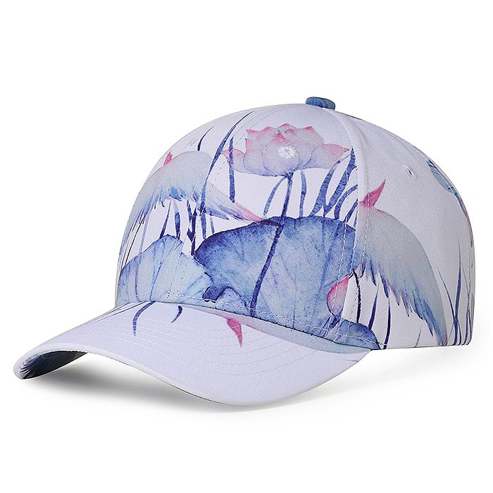 700x700 Unique Lotus Pattern Hand Drawing Baseball Hat In White