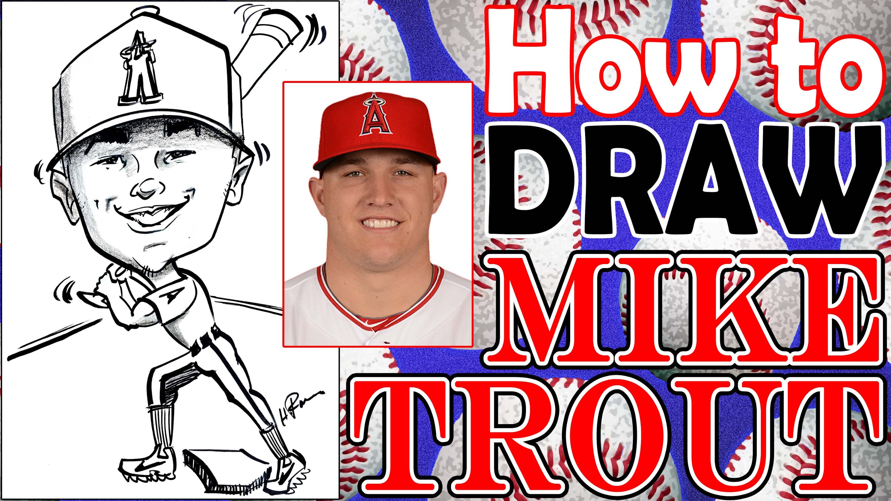 3000x1687 How To Draw A Quick Caricature Mike Trout With Full Baseball Body