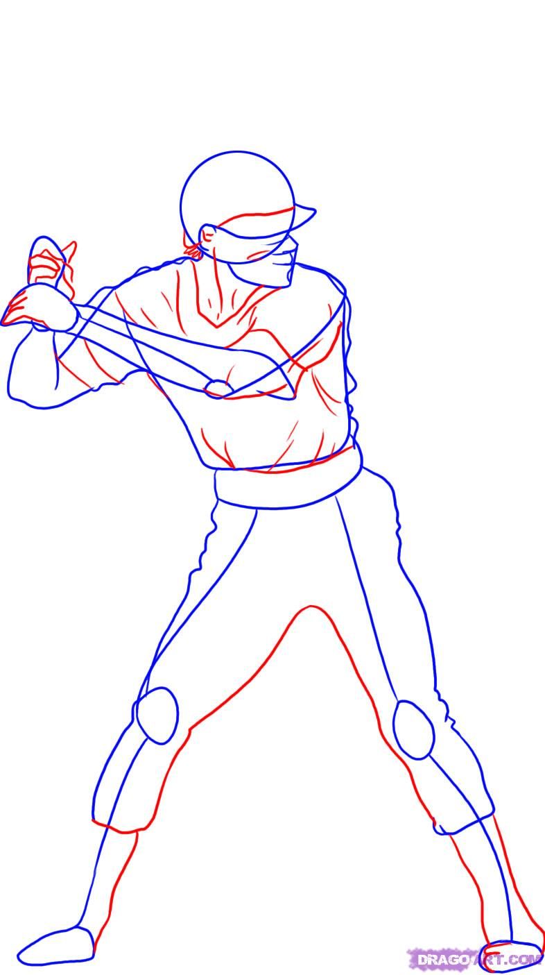 786x1405 How To Draw A Baseball Player Step 3 Drawing Stuff